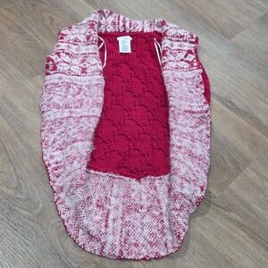 Max Studio Kids Red White Snowflake Fair Isle Cable Knit Cocoon Vest S 7-8